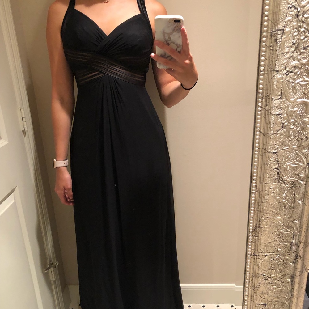 Floor length cross back dress